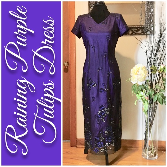 Dresses & Skirts - Purple Raining Sparkling Raining Floral Dress